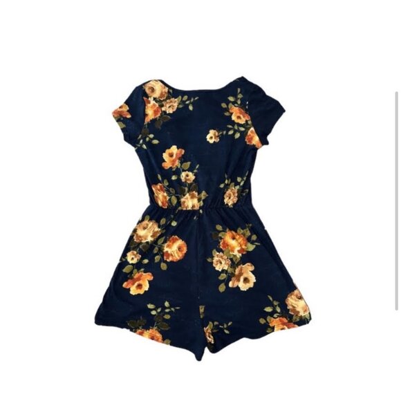 Navy Floral Romper made in the USA size Small - super soft and comfy - Picture 4 of 5